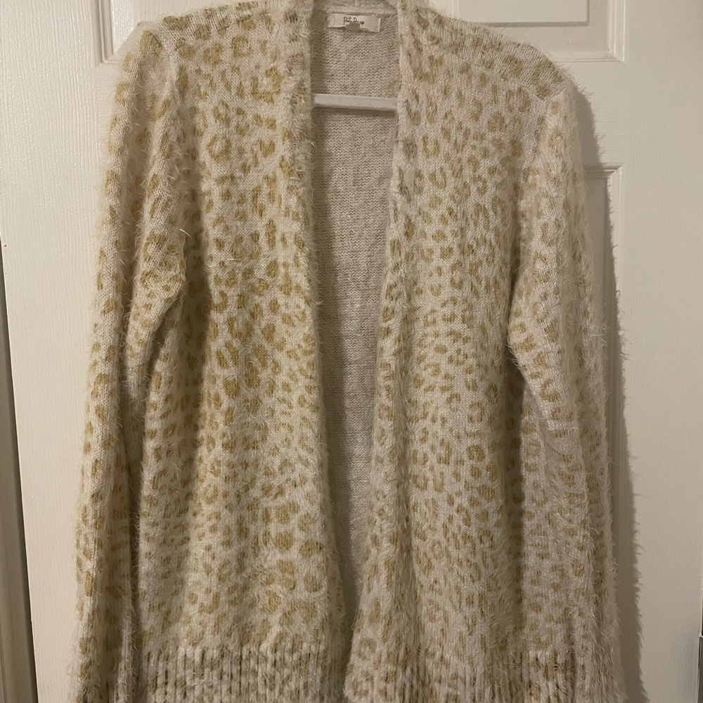 Payton Primrose Leopard Print Open-Front Sweater - Cream and Tan